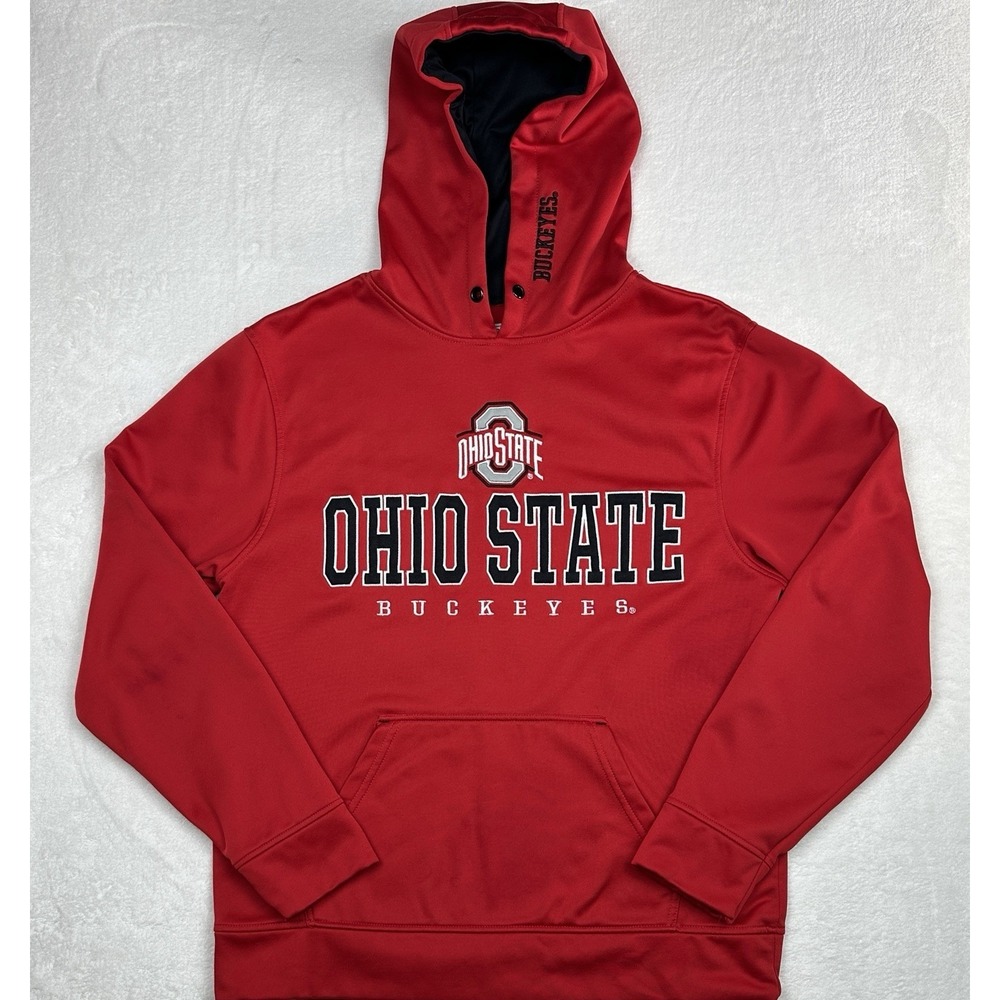 VTG Ohio State Buckeyes Hoodie Sz‎ Medium Scarlet & Gray Authentic Apparel Tag.